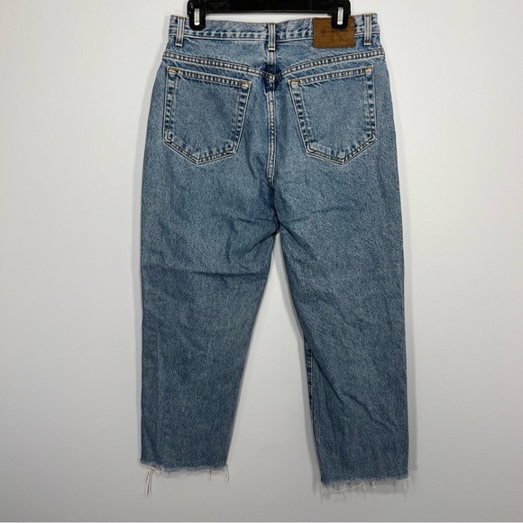 VINTAGE Calvin Klein Jeans Womens 12 Blue High Waisted Mom Jean Raw Hem Cut Off - Picture 2 of 10